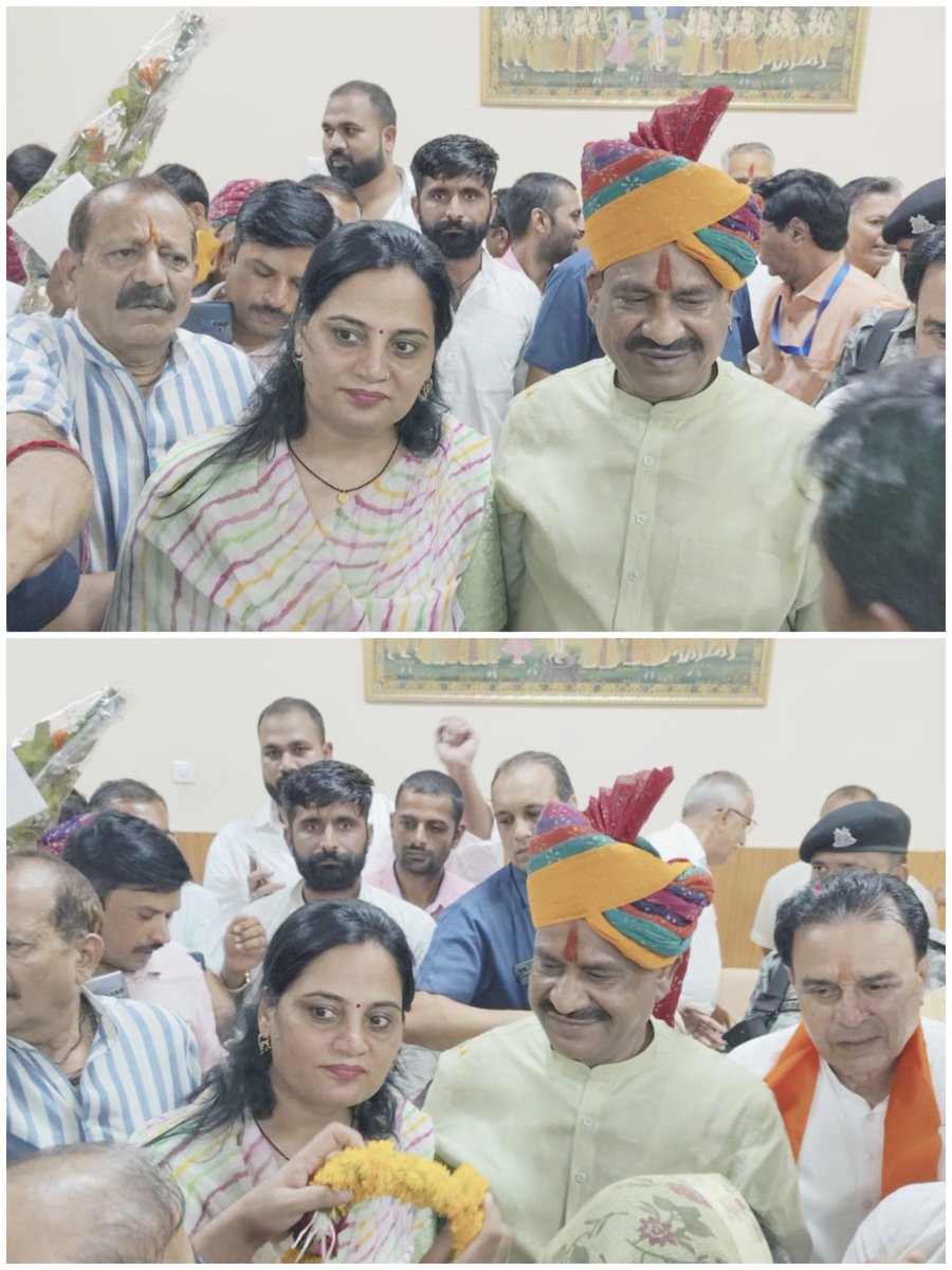 SudhaPrajapat17's tweet photo. लोकसभा  अध्यक्ष के लगातार दूसरे कार्यकाल में निवार्चित  होने के बाद प्रथम बार जोधपुर आगमन पर सम्माननीय श्री ओम जी बिड़ला भाई साहब का स्वागत, सम्मान, सर्किट हाउस जोधपुर में 💐💐💐💐🙏 https://t.co/EQ4EcinPR4