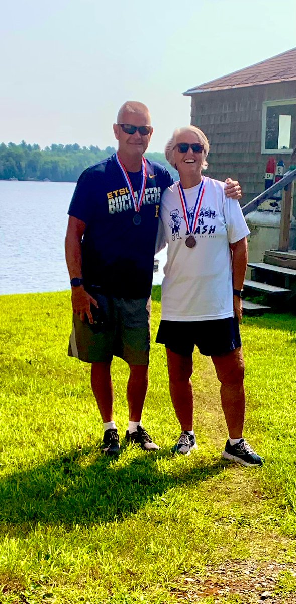 ETSU90's tweet photo. Out of state so @abcrowley90 and I missed the @ETSUAlumni event at #funfestcrazy8s but we proudly wore our @etsu gear for the Guilford Maine Riverfest 5k! #thirdplacefinishers Go Bucs! ๐๐ #proudalum #MaineTheWayLifeShouldBe https://t.co/HlbY8eUgU8