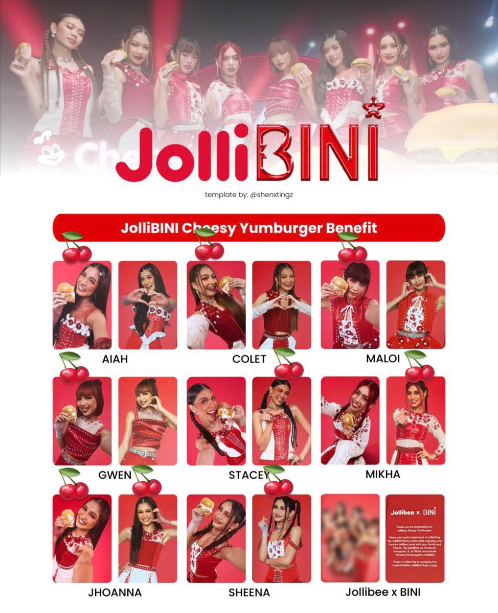 ishiedoll's tweet photo. wtt wts lfb 

Have: Left photo - Stacey and Sheena burger
Want: Right photo - Any Bini with the cherry on top 😘🍒

#JolliBINI #Bini #photocard #Jollibee https://t.co/2V8KwLzLdc