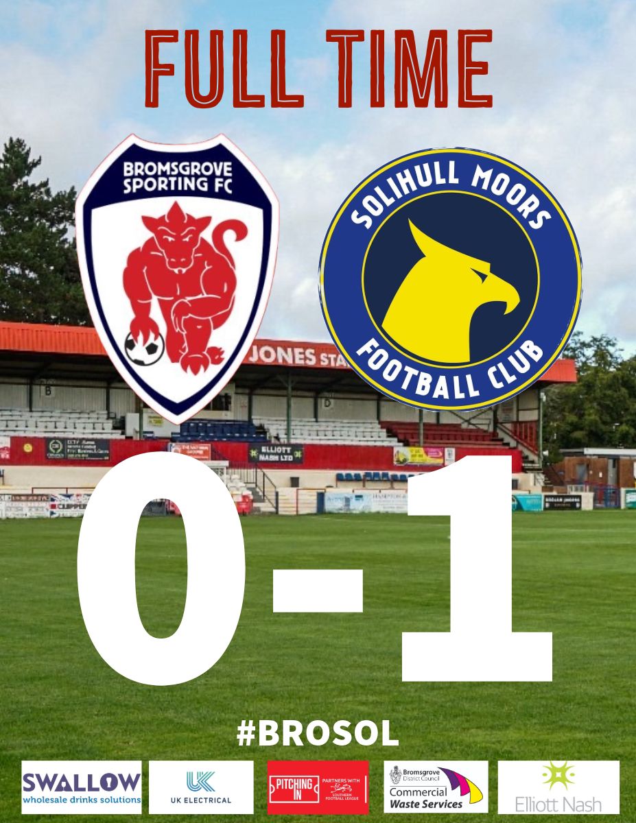 SportingFC's tweet photo. FULL TIME: 0-1. Another solid display but it's a narrow defeat to National League @SolihullMoors - thank you to all who supported us today ❤️💚

#BROSOL https://t.co/zmuETQPRvD