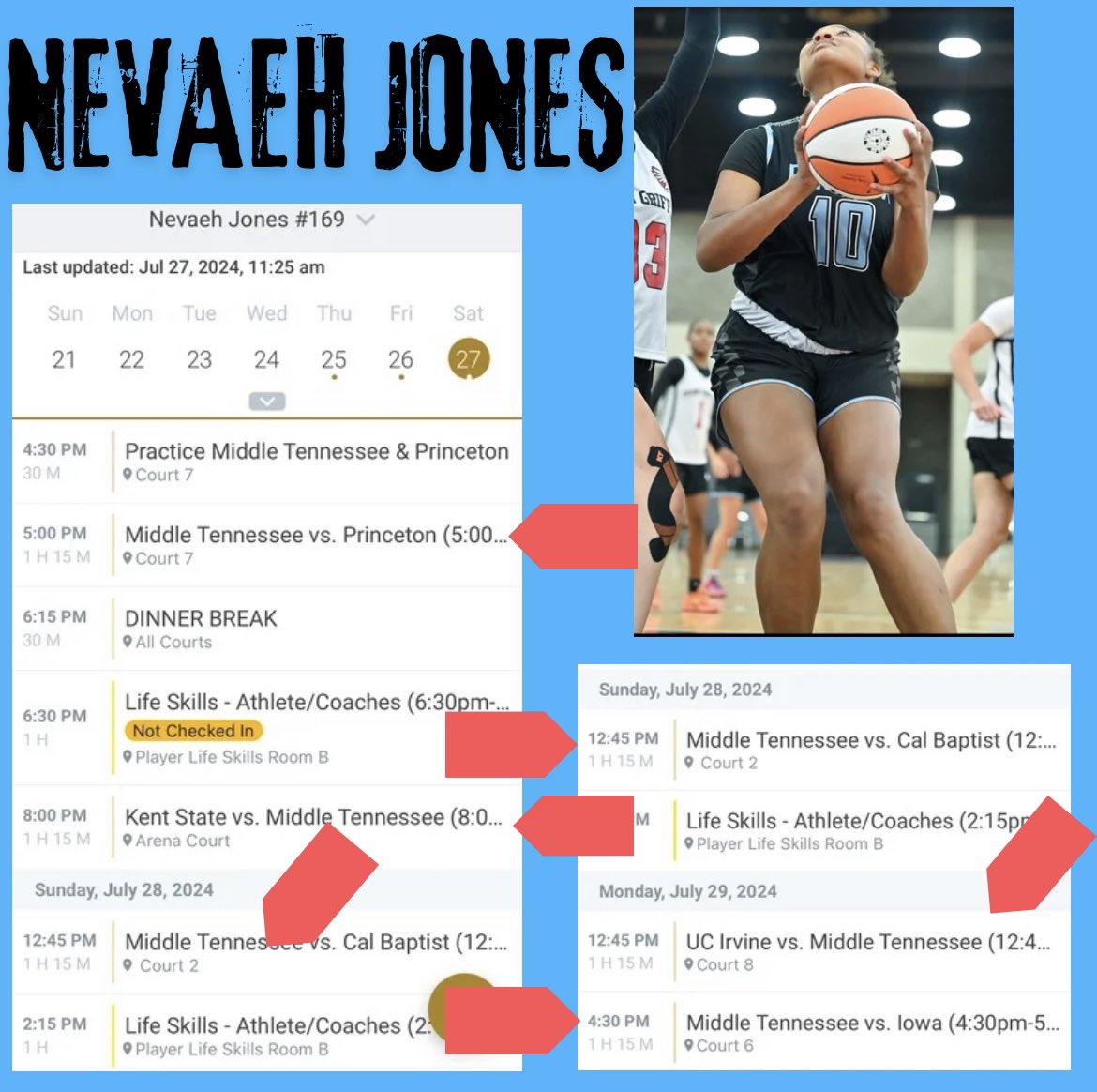 Phoenix Select (@phoenixselect) on Twitter photo 2025 <a href="/Nevaeh_j10/">Nevaeh jones</a> schedule for the NCAA Live in South Carolina!
Saturday July 27:
5pm Court 7
8pm Arena Court
Sunday July 28:
12:45 Court 2
Monday July 29:
12:45 Court 8
4:30 Court 6
<a href="/CSUBucsWBB/">Charleston Southern Women’s Basketball</a> <a href="/Chahta_Queen/">Ashley (Jones) Reddick</a> <a href="/TSUWomensHoops/">TSU Lady Tigers Basketball</a> <a href="/CoachSkeete/">Vernette Skeete</a> <a href="/MercedesNBrooks/">Mercedes Brooks</a> @LadyPiratesWBB 2025 <a href="/Nevaeh_j10/">Nevaeh jones</a> schedule for the NCAA Live in South Carolina!
Saturday July 27:
5pm Court 7
8pm Arena Court
Sunday July 28:
12:45 Court 2
Monday July 29:
12:45 Court 8
4:30 Court 6
<a href="/CSUBucsWBB/">Charleston Southern Women’s Basketball</a> <a href="/Chahta_Queen/">Ashley (Jones) Reddick</a> <a href="/TSUWomensHoops/">TSU Lady Tigers Basketball</a> <a href="/CoachSkeete/">Vernette Skeete</a> <a href="/MercedesNBrooks/">Mercedes Brooks</a> @LadyPiratesWBB