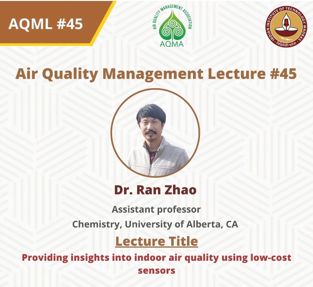 RANZHAOUAlberta's tweet photo. Honored to have presented last month at the Air Quality Management Lecture Series hosted by @iitmadras. I shared what we learned about #IAQ using microsensors. Many thanks to Dr. Shiva Nagendra for the invitation. The video recording is now available! https://t.co/LPlrXgzN0L https://t.co/kUv2zDk7jZ