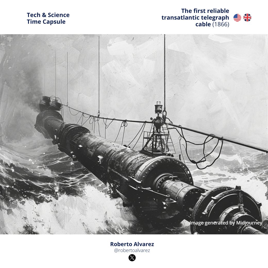 On this exact day, July 27, 1866, a crucial milestone in #telecommunications was achieved with the beginning of operations of the transatlantic telegraphic cable. Since then, Europe and the Americas have been connected. A lot has changed since then. bit.ly/4dj49In