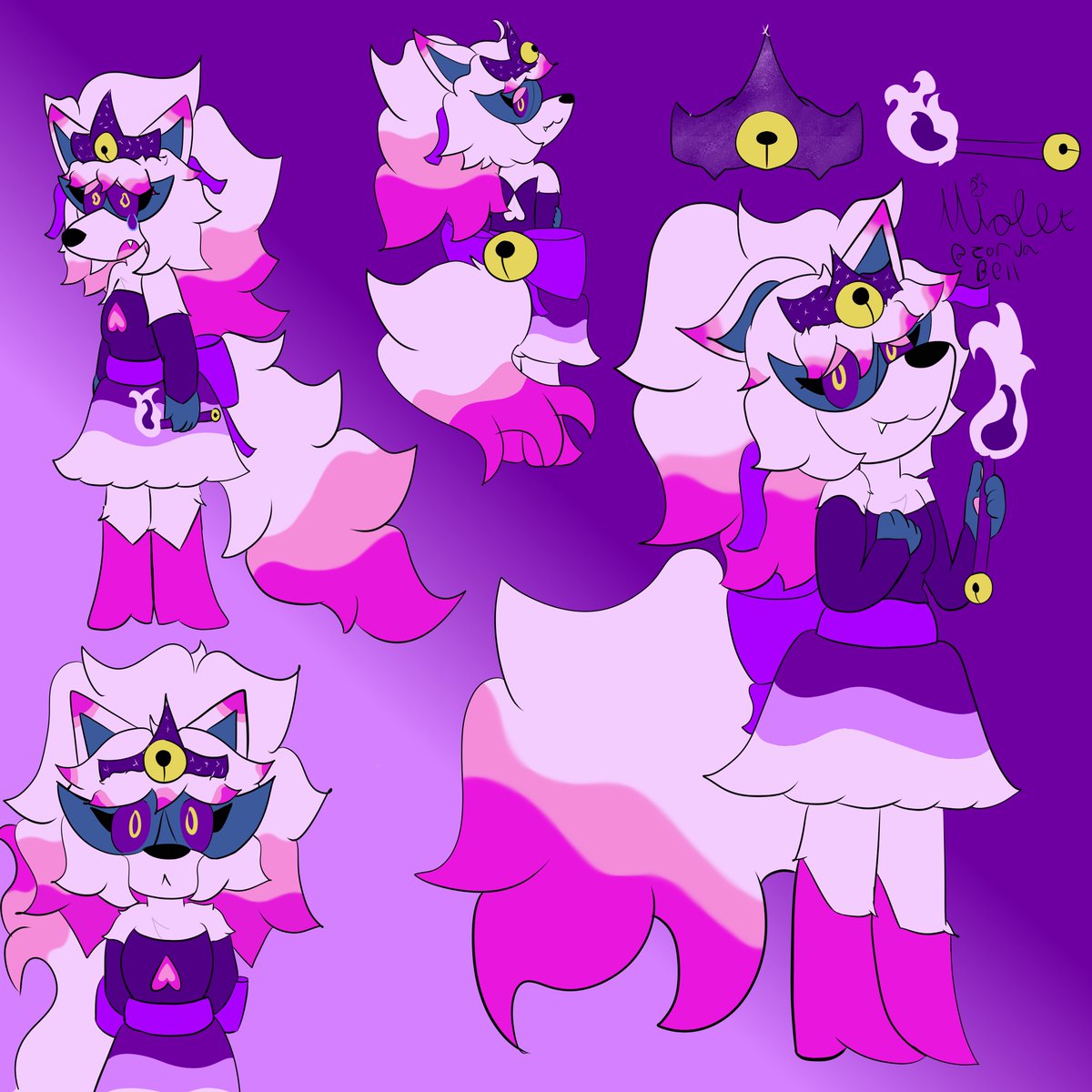 "This is... an oddly vivid dream"
Here's my Dark World design for Violet!! She can cast illusion spells using the mist from her brush-like wand!

#deltarune
