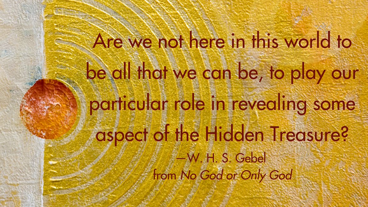 Are we not here in this world to be all that we can be, to play our particular role in revealing some aspect of the Hidden Treasure?
—W. H. S. Gebel

No God or Only God 
by W. H. S. Gebel 

sulukpress.com/books/no-god-o…

#nonduality #sufism #transcendence #godideal #philosophy