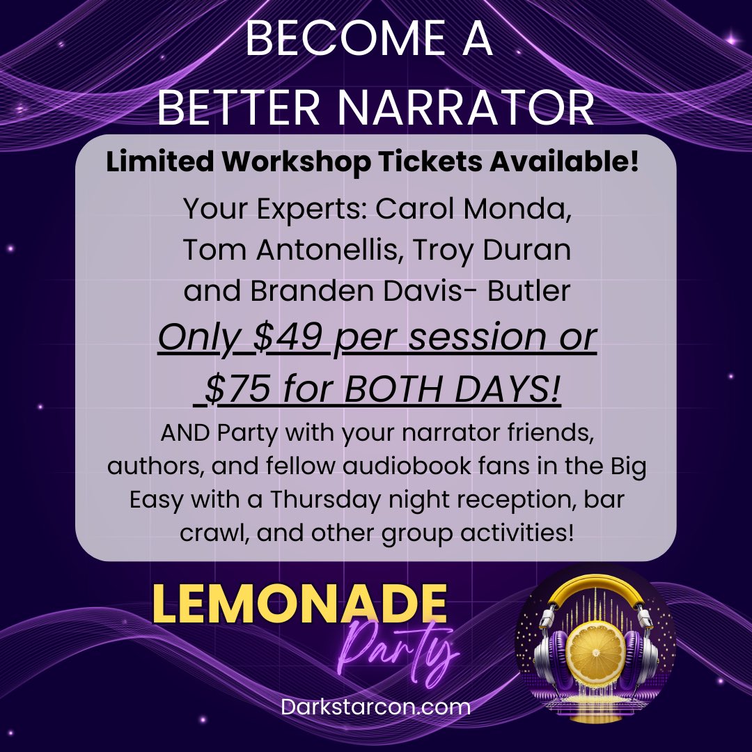 CALLING ALL AUDIOBOOK NARRATORS 

Join me as I bring Tour of Dialects™ live to #thebigeasy #NewOrleans ⚜️ at “The Narrator Masterclass I Wish I Had” Aug 30-31 for a 2-day workshop covering #dialects (my area) &amp; numerous other #audiobook subjects. 

Link to join us in thread.