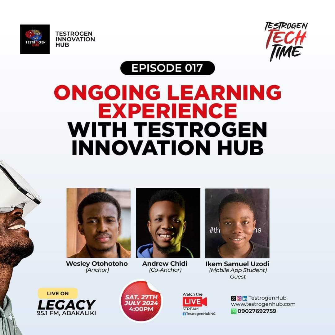 TestrogenHub's tweet image. Our mobile app development trainee was on our radio show #TestrogenTechTime some minut3s ago.
We shall keep empowering young people with relevant digital skills.
#thinksolutions