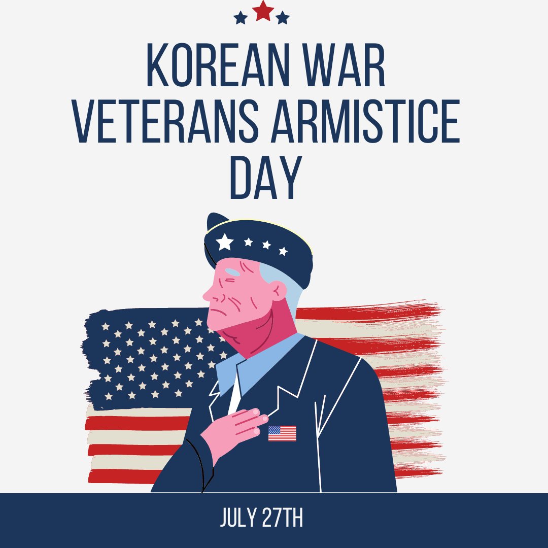TerryHooker8's tweet photo. 🇺🇸🇰🇷 Today, we honor Korean War Veterans Day! 🎉✨ 

It commemorates the signing of the Korean War Armistice Agreement in 1953, which ended the hostilities of the Korean War. 

Let's pay tribute to the brave service members and their sacrifices during this https://t.co/2QRgUlnhcr