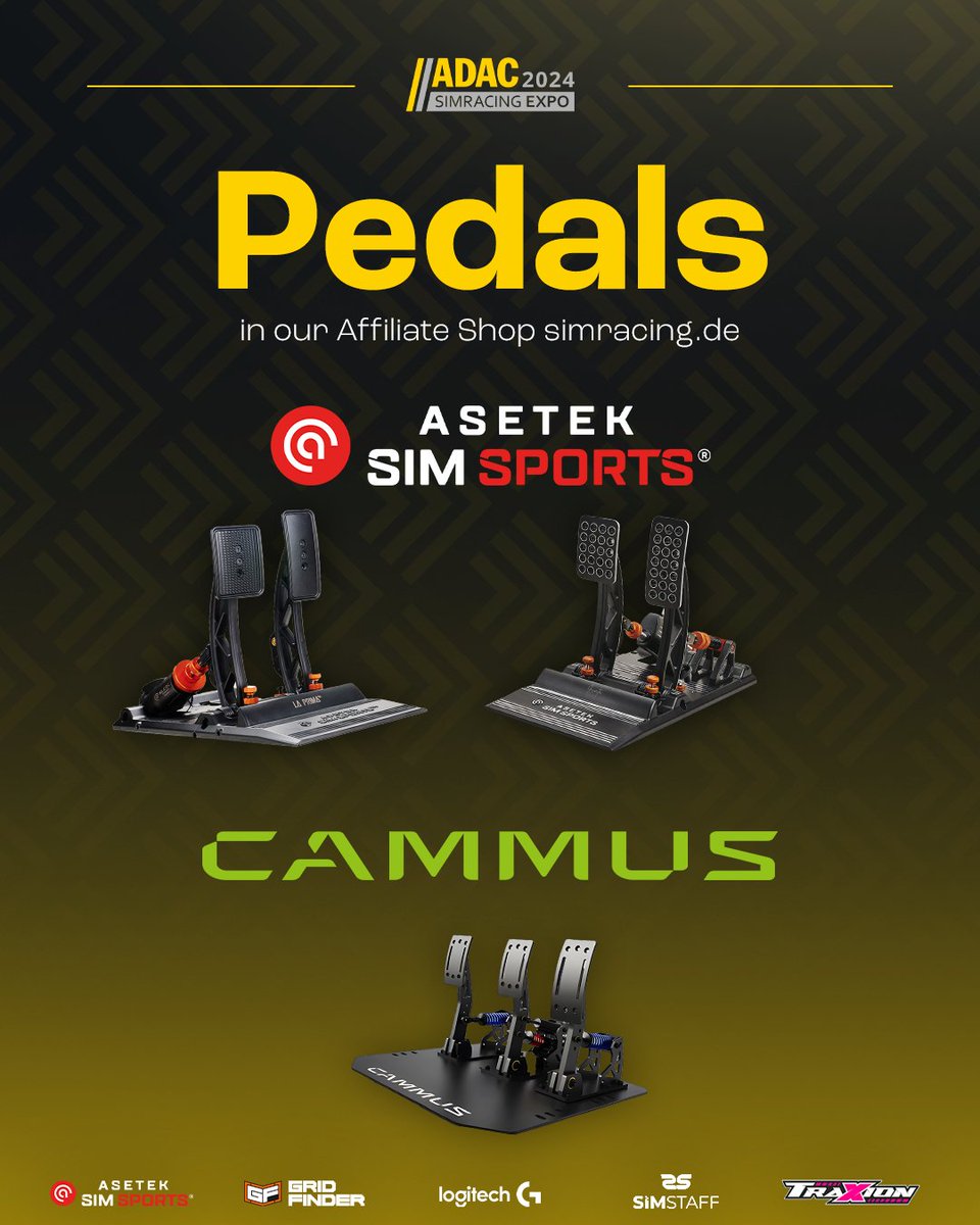SimRacingExpo's tweet photo. In our πππ ππππ’π₯π’πππ ππ‘π¨π© you have a large selection of pedals from various manufacturers.Β
The partners of the ADAC SimRacing Expo 2024:
#AsetekSimSports #GridFinder #LogitechG #SimStaff #Traxion.GGΒ
#SimRacingExpo #SRE24 #SimRacing #wheels https://t.co/8Kk3N72Iv5