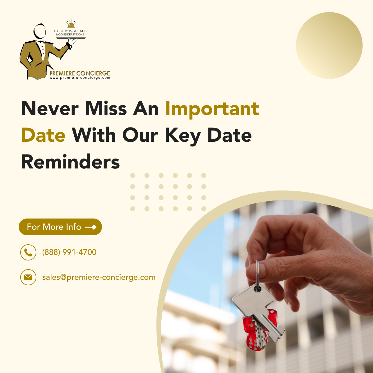 PremiereConcier's tweet photo. Never miss important dates with our Key Date Reminders. Stay on top of anniversaries, birthdays, and special events effortlessly. Let us handle the details while you enjoy life's moments. 

Contact us today!
🌎 https://t.co/xi5OWRBbL5
📞 (888) 991-4700
.
.
.
#PremiereConcierge https://t.co/zYEs69VMCL