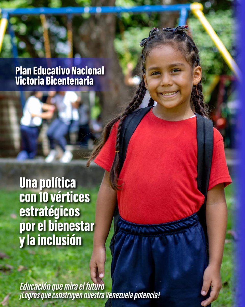 ¡Nuestros/as niños/as,  por un futuro brillante!

Es por ellos/as. Queremos calidad.  Por eso la educación venezolana está en un momento crucial de su historia, en un esfuerzo para consolidar un modelo propio.

<a href="/NicolasMaduro/">Nicolás Maduro</a>
<a href="/_LaAvanzadora/">Yelitze Santaella</a>
@MPPEDUCACION
#VenezuelaPazYArmonia