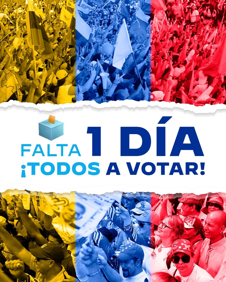 unidadvenezuela's tweet photo. Ya poco menos de un día.

¡Salgamos mañana tempranito a votar masivamente y en paz! https://t.co/kP0aTUlCn4