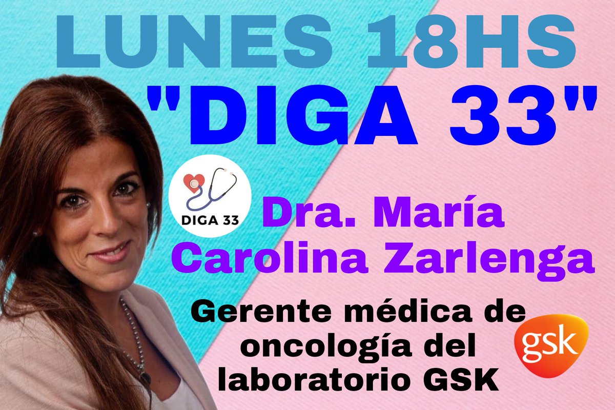 ProgramaDiga33's tweet photo. ¡Atención! 📣👂

📅Lunes a las 18hs, solo en @FMSecla1061 📻

🎙"Diga 33" 🤫 con la Dra. María Carolina Zarlenga 💊👩‍⚕️

✅️Gerente médica de oncología del laboratorio GSK, compartiendo información y esperanza en la lucha contra el cáncer 🎗️💪
 @enlamiraradio @ https://t.co/UkYYRYxb53