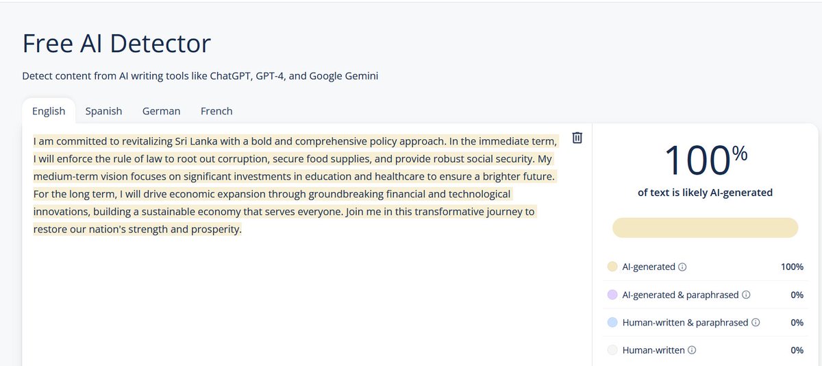 Just Checked Anura Kumara's new website. His Vision for Sri Lanka is 100% AI generated content.  This man has no idea what's he's doing. #PresPollSL