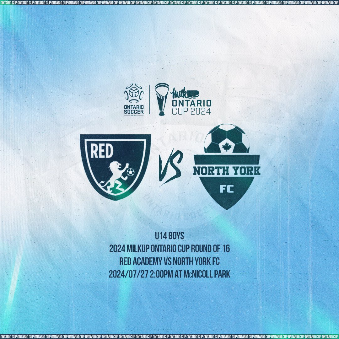 Ontario Cup Round of 16 - MATCHDAY!

A big challenge awaits our U14 Boys as they look to advance to the Quarter Finals. Best of luck, lads!

#redacademyofsoccer