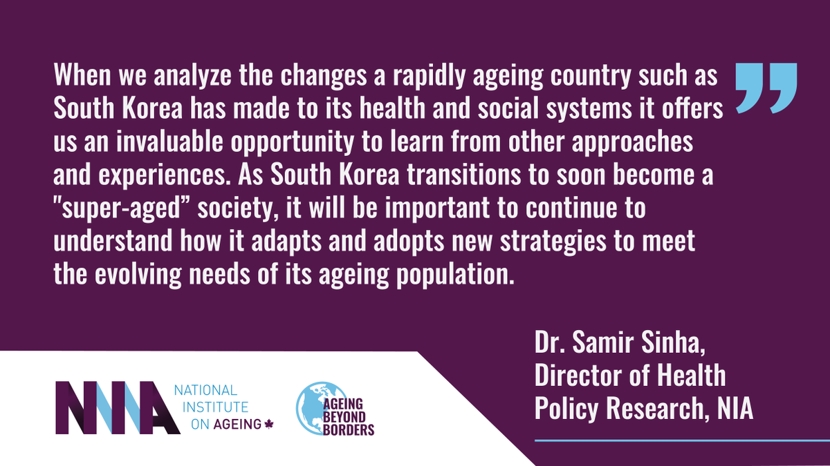 NIAgeing's tweet photo. How can Canada better support its ageing population? Our report, Caring for an Ageing Korea, offers insights from South Korea, one of the fastest ageing countries in the world. Learn more: https://t.co/7GROhAIXav  

#AgeingPolicy https://t.co/wgAPzsMCth