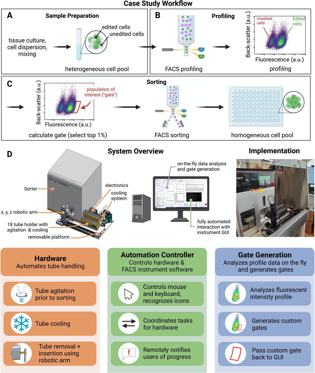 MWNautilus's tweet photo. An #OpenSource #FACS automation system for high-throughput cell #biology:

-built around a commercial Sony #SH800S #cell #sorter
-reduces hands-on effort by 93%
-uses #PyAutoGUI to control #GUI in API absence

https://t.co/y7GiIpJJXI
#DIYbio #lab #instruments #fluorescence https://t.co/E2ekN2oicS