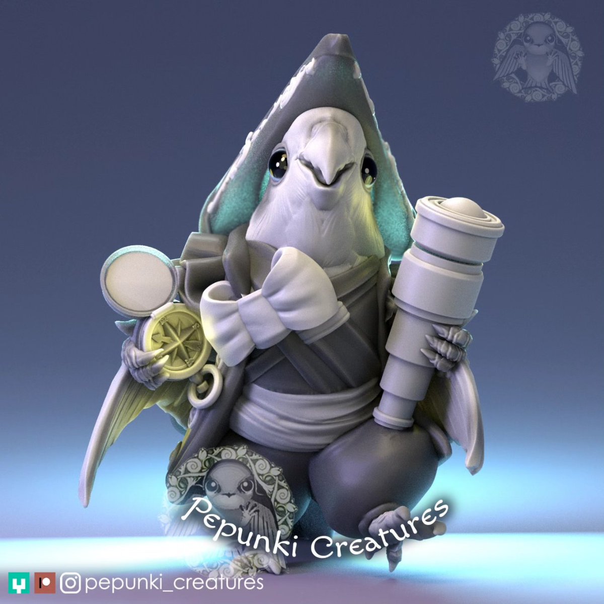 pepunki_c's tweet photo. 🦜Cockatiel Steersman (Navigator)✨
From July Tropic Bird Crew on my Patreon(3/4)
🛞🐥35 mm and 62 mm
Bases are included. All files are pre-supported and have Lychee scenes
#pepunki_creatures #miniatureprinting #3dprintedminiatures #dndminiatures #fantasyminiatures #birdfolk https://t.co/jsrO1znUzw