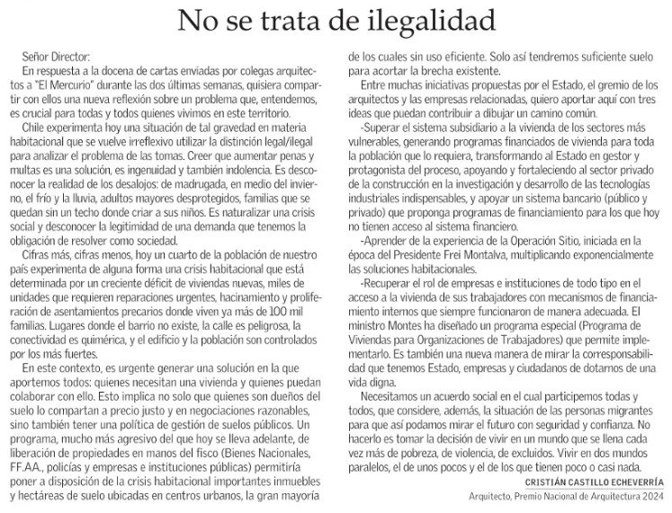 gonzalowinter's tweet photo. Extraordinaria contribución al debate hace el Premio Nacional de Arquitectura Cristián Castillo  Echeverría. Inclusive para disentir de sus ideas todos deberían leerlas. https://t.co/9xd90sZpTl