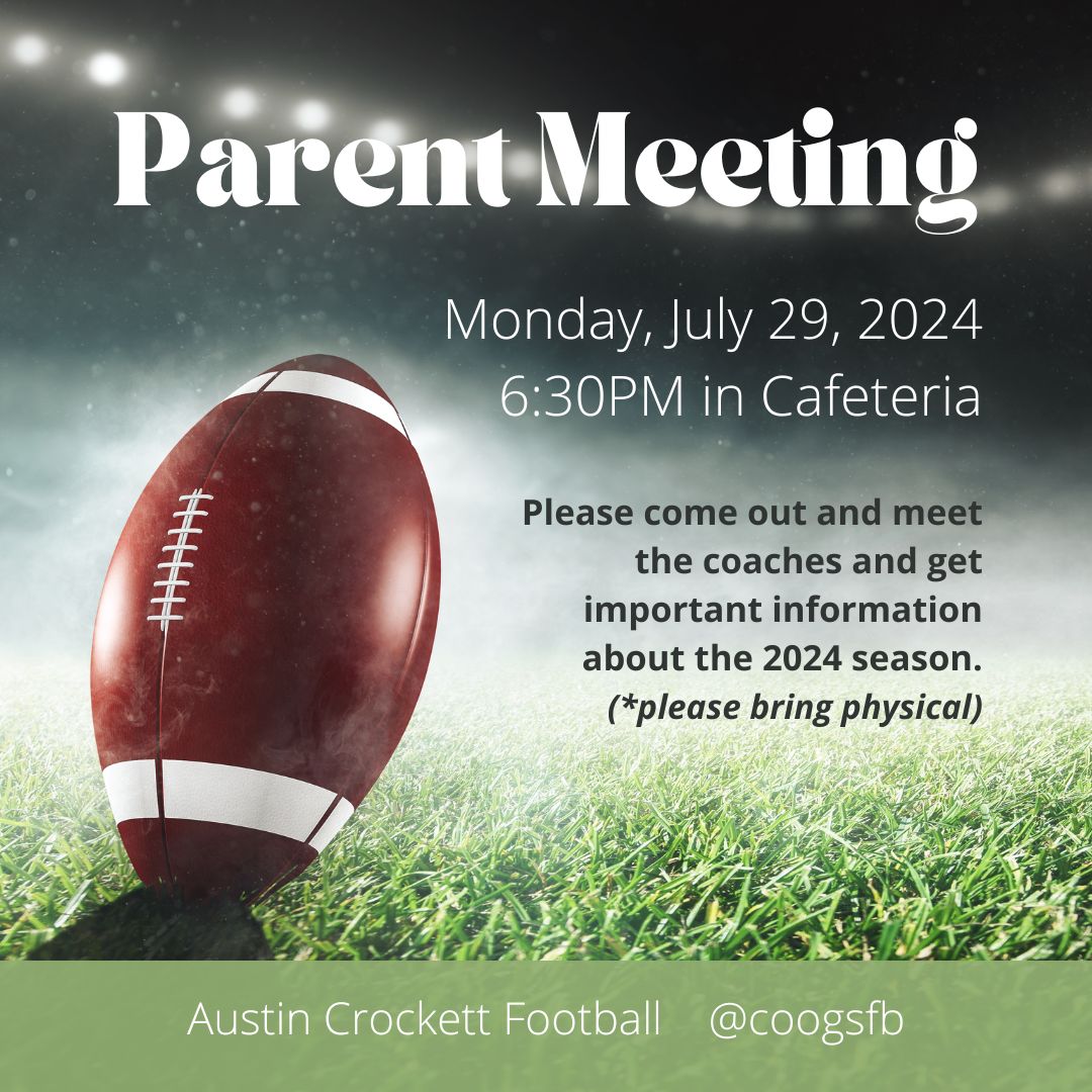 Join us Monday, July 29th, at 6:30PM in the cafeteria. See you there.
