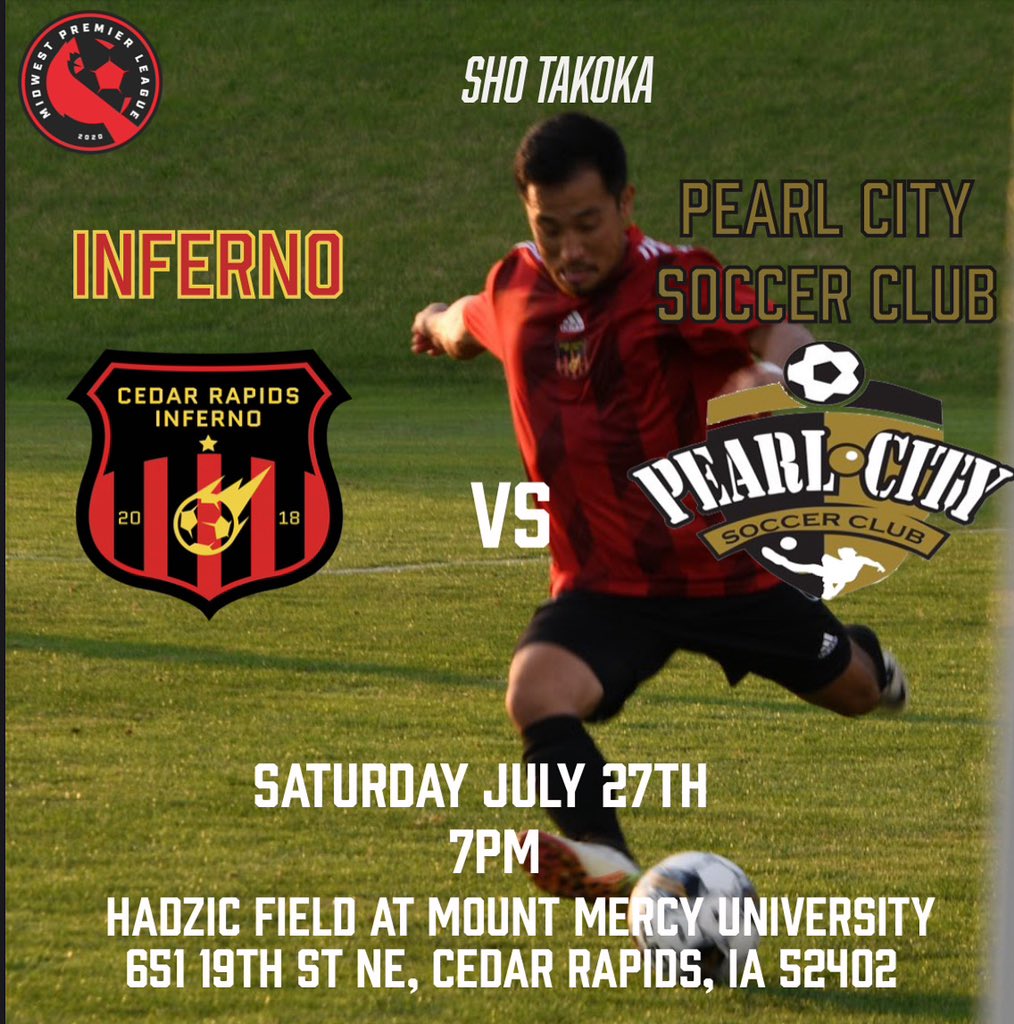 Final home game of the season! Hope to see you all there tonight to help us lift the championship trophy at the end! Go Inferno! ⚽️🔥🏆
