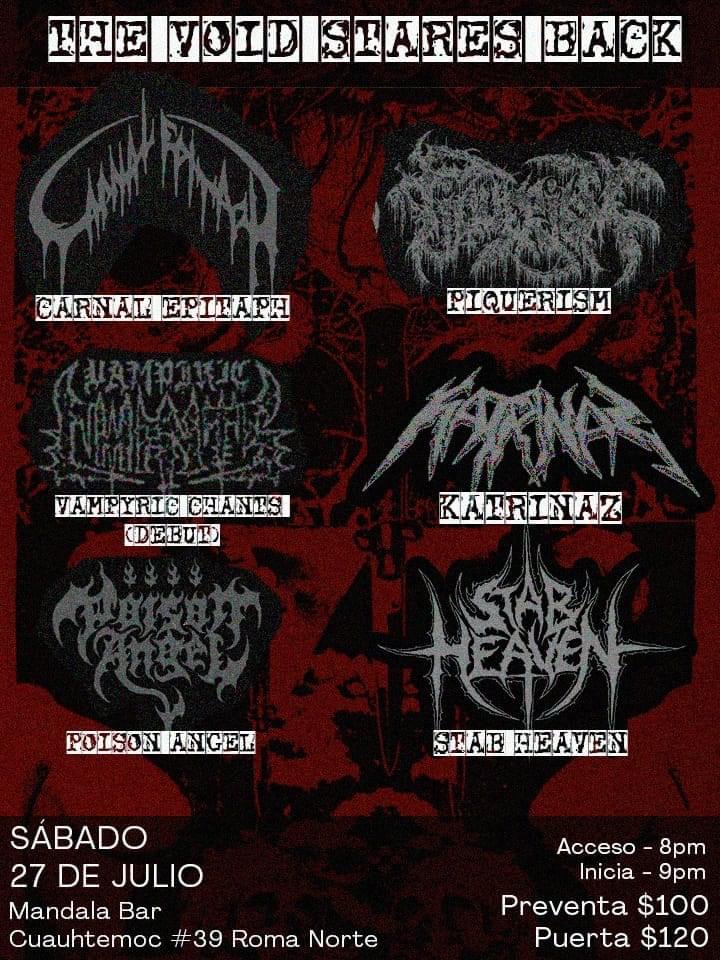 BBeat105's tweet photo. Acá los shows para hoy, 27 de julio:
- En #MandalaBar, #TheVoidStaresBack
- #MetallionInfernoFest con @BecomeTheEntity y más en @circovolador
- En #ThePit, #RapedGod666
- En #Querétaro, #Hulder, #Varathron https://t.co/nm8QQsrqhi