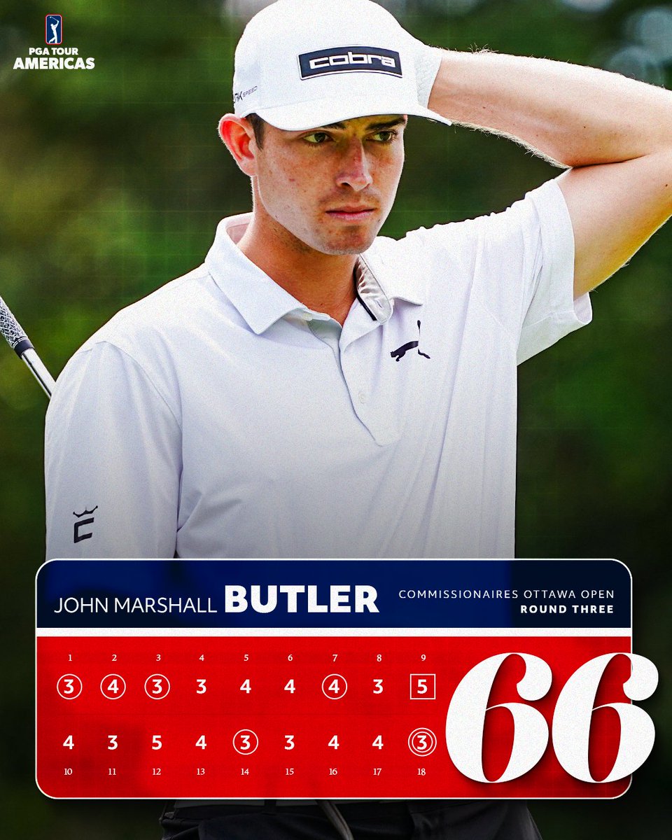 PGATOURAmericas's tweet image. Back-to-back 66s has @AuburnMGolf's J.M. Butler right in the thick of things at @OttawaOpenGolf, now inside the top 10.