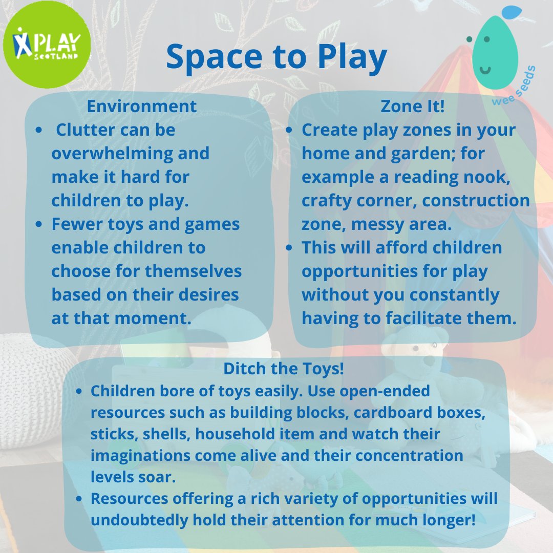 PlayScotland's tweet image. The pressures of the #summerholidays can create stress and overwhelm for parents and carers. Follow our helpful tips for making space and time to #playeveryday and ease the load whilst ensuring a #SummerofConnection for your family.
#mindfulness #fun 
@WeeSeeds