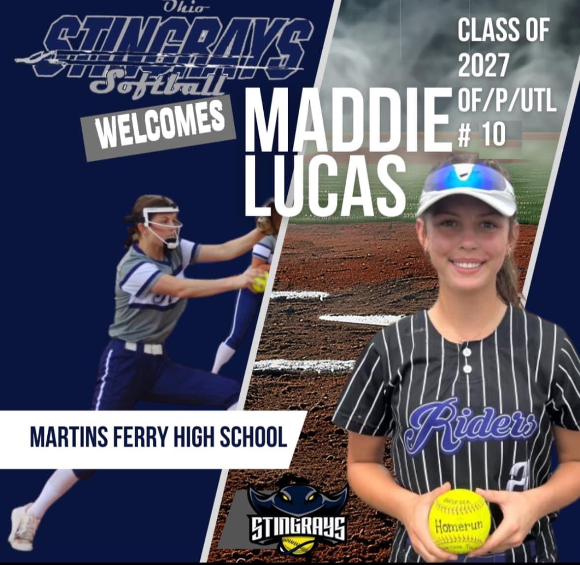 Welcome Maddie Lucas to the Stingrays family! Maddie will fit right in and create chaos on the bases with her speed and spin it from the circle. Her ability to play multiple positions will add to an already versatile and athletic Stingray club!  Welcome to Stingray Nation Maddie!