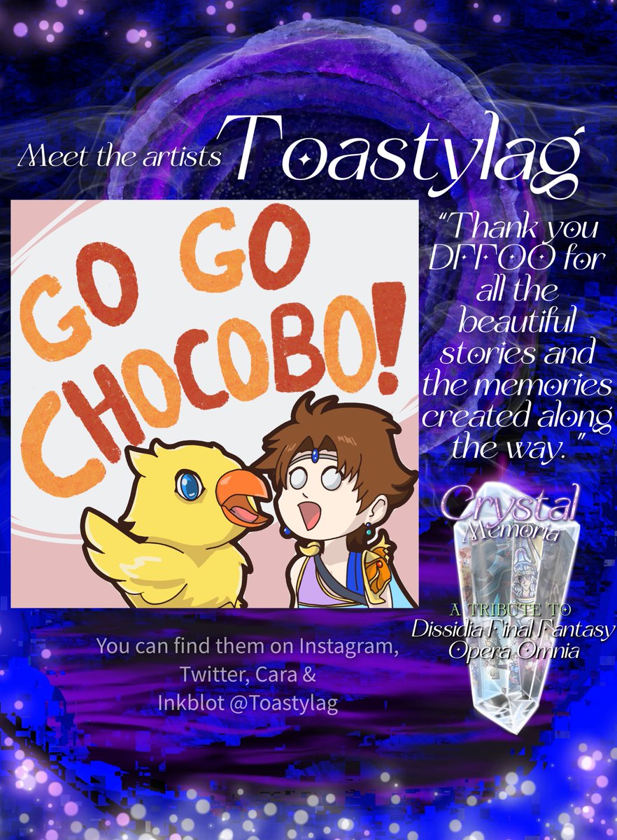 To finish out this round of artist bios, let me introduce you to our illustrious co-editor - <a href="/toastylag/">toastylag☃️🎄☃️</a> - creator of the Dissidiagram comic. #finalfantasy #dissidia #dffoo #operaomnia