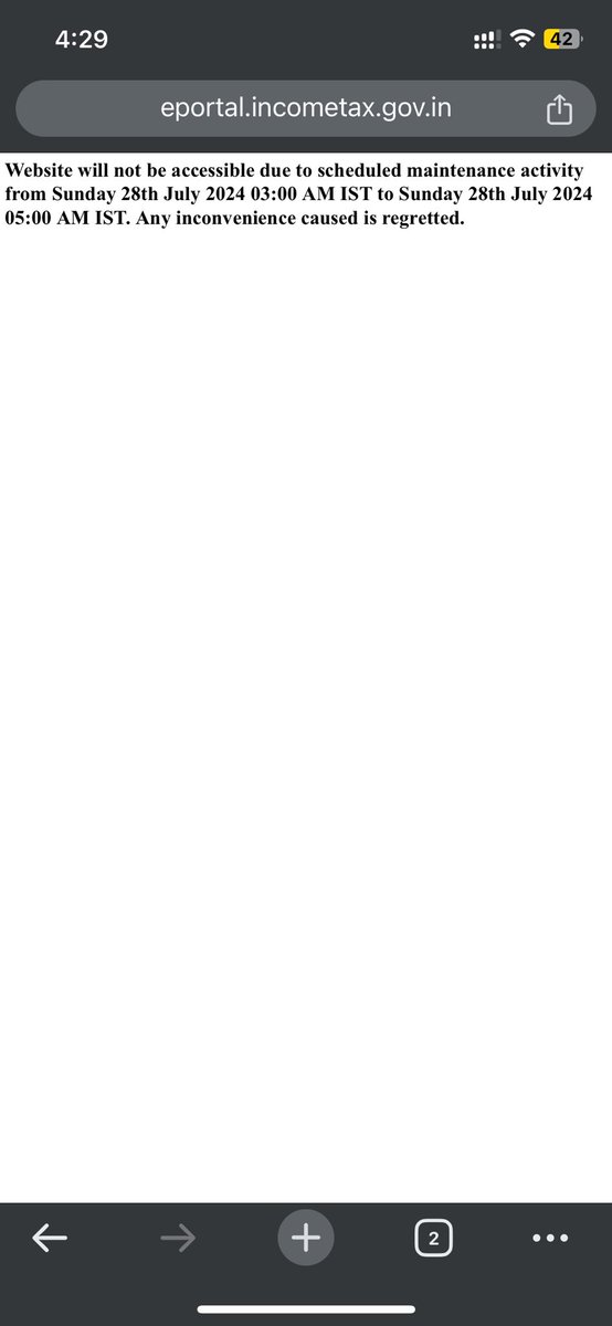 SamSolo14646834's tweet photo. @Infosys @nsitharaman @nsitharamanoffc @narendramodi @IncomeTaxIndia @tn_incometax 

It sounds very frustrating to encounter issues with the income tax website, especially during the critical last week of filing.Maintenance page is being updated from 3:30 to 4:30 and 5:00 am. https://t.co/4kW5EEGVrn