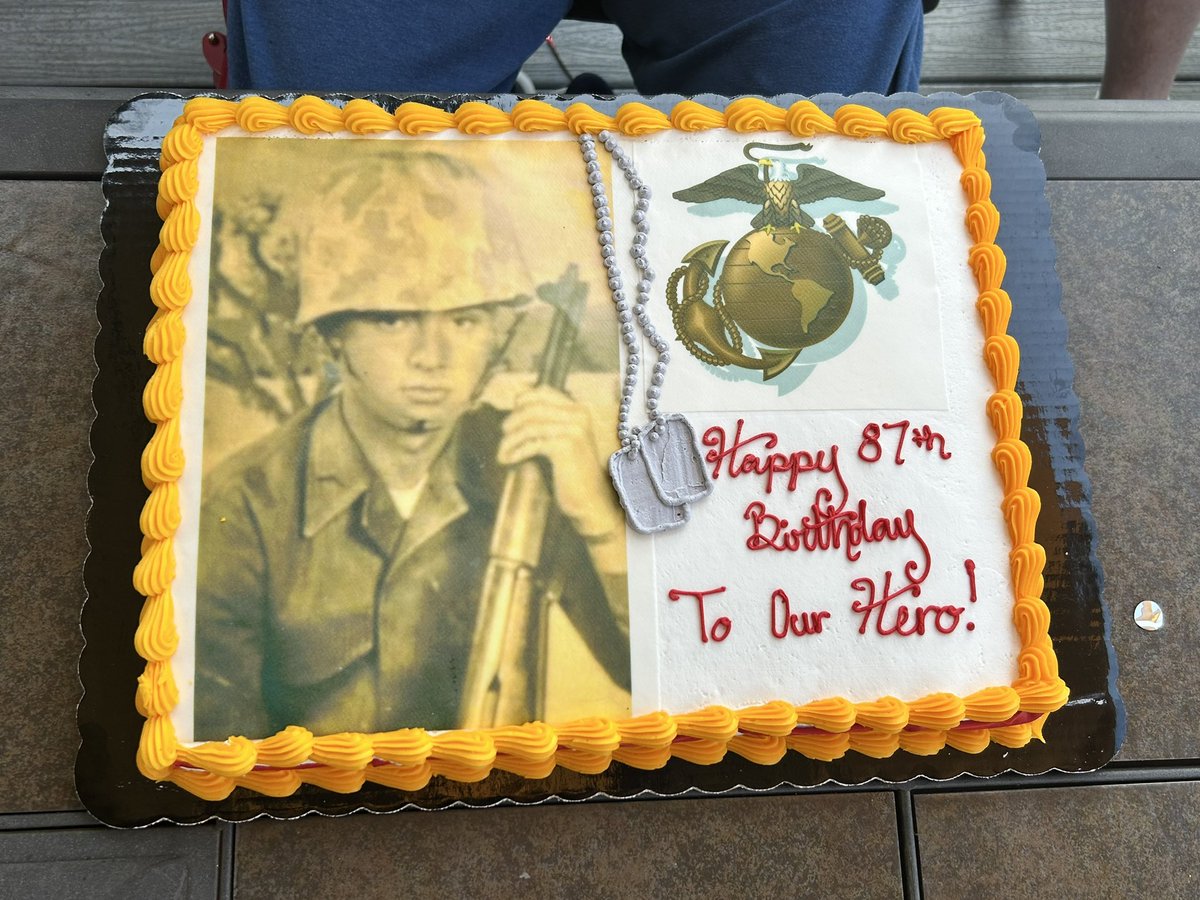 w_mark01's tweet photo. Thank you @meijer for the beautiful cake for my father. Even more, please thank your staff at your Sturgis, MI store who gave us this cake free of charge as a thank you for his service. You have a lot of customers for life now. ❤️ https://t.co/vpxeB0BWce