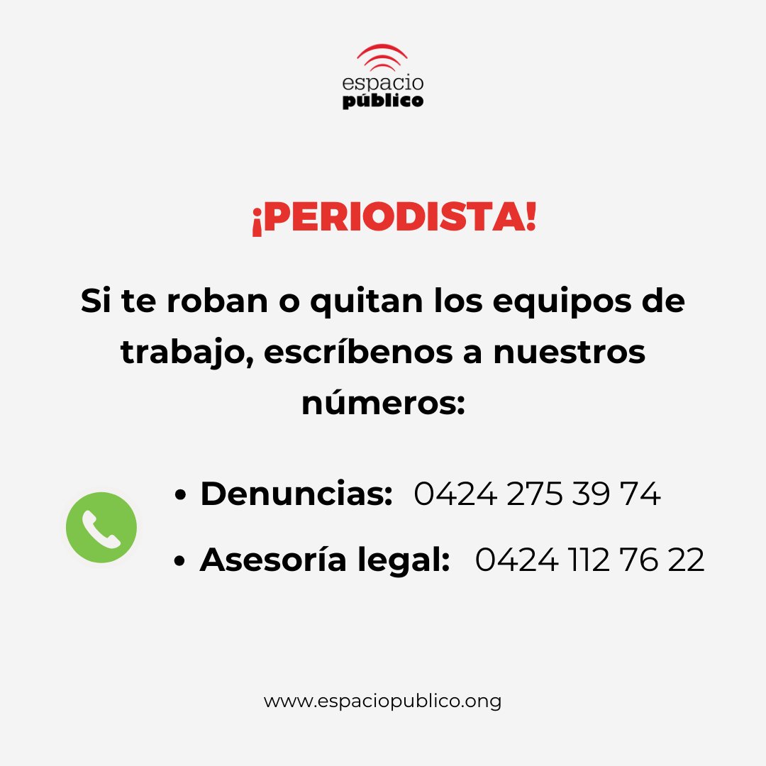 🗣️ Periodistas y medios de comunicación:

Si esto ocurre durante tu cobertura de las #Presidenciales2024, comunícate a nuestros números que están en la imagen.

Estaremos con ustedes este domingo #28jul

PD: #DaleRT y difunde entre tus contactos.