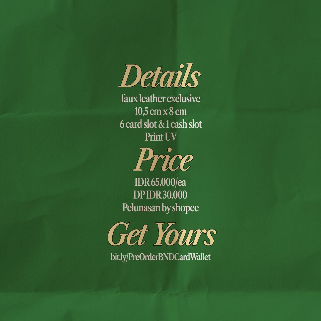 studioenamhari's tweet image. [OPEN PRE-ORDER]

BND CARD WALLET🐈‍⬛⭐️
Ocean &amp;amp; Garden Ver.

★65k/ea (dp 30k)
★Pelunasan by SHOPEE

🚚Shipping from Malang, Jatim
📆PO period 27 July - 3 Aug

bit.ly/PreOrderBNDCar…