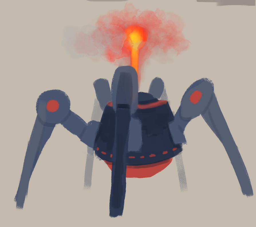 HammsDraws's tweet photo. Imagining giant spider-like machines walking over hills and mountains and just Obliterating whatever's underneath them with magic or something..

Figured I'd make a rough of the idea https://t.co/YFZUNteCUG