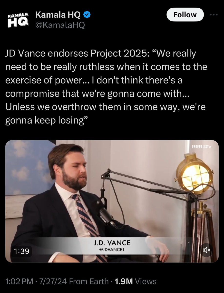 nukestrat's tweet photo. One of the weirdest things in this country is why most Republicans are OK with this. Yes I know these clips come from Harris supporters, but the Trump/Vance statements speak for themselves. Why would anyone in their right mind want this in the White House?

#Election2024 https://t.co/t2azaYGfRf