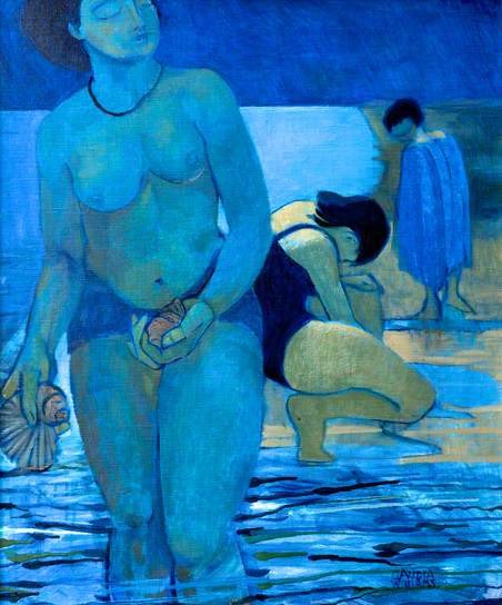 Collecting Shells in Moonlight (1990) by painter Claudia Williams #WomensArt