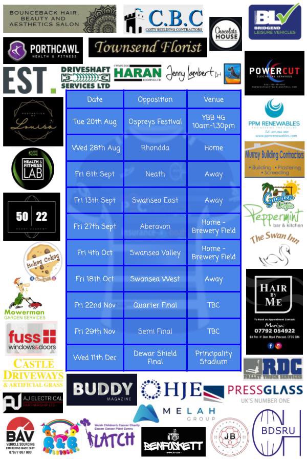 Bdsru15s's tweet photo. Thanks to all the companies that have sponsored our players for this season. #BridgendPathway. https://t.co/jyID5H1e6G