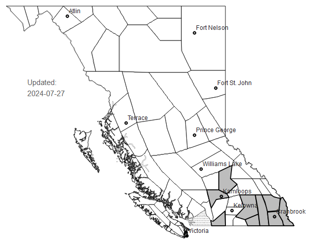 SATURDAY: Smoky Skies Bulletin issued for multiple regions across B.C.  Areas are being impacted or likely to be impacted by wildfire smoke over the next 24-48 hours.  Details: ow.ly/pfRh50SLzcf
<a href="/fnha/">FNHA</a>
<a href="/Interior_Health/">Interior Health</a>
<a href="/Fraserhealth/">Fraser Health</a>
<a href="/VanIslandHealth/">Island Health</a>