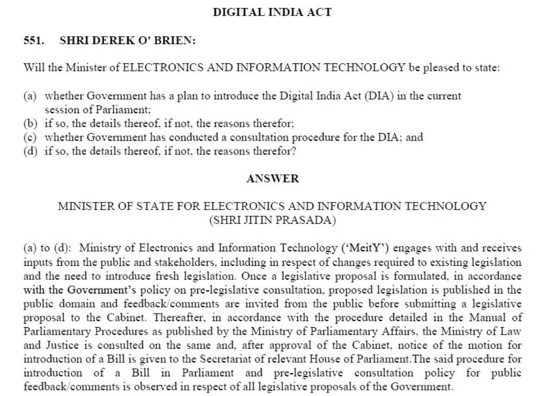 _gupta_komal's tweet photo. It seems unlikely that the much awaited Digital India Act will be introduced in this session of the Parliament.
#meity #ParliamentSession #DataProtection #startups #artificalintelligence https://t.co/nQWxRCj25i