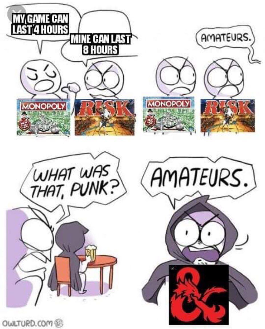 savingthrowshop's tweet photo. AMATEURS.

#Dnd #DungeonsAndDragons #dnd5e #dungeonsmaster #ttrpg #tabletopgaming #tabletop #rpg #d20 #dnd5e #nat20 #DndMemes #Dungeonsanddragonsmemes #memes #meme #funnymeme #dailymemes #rpgmemes #dndjokes https://t.co/QLWS2u1W6a