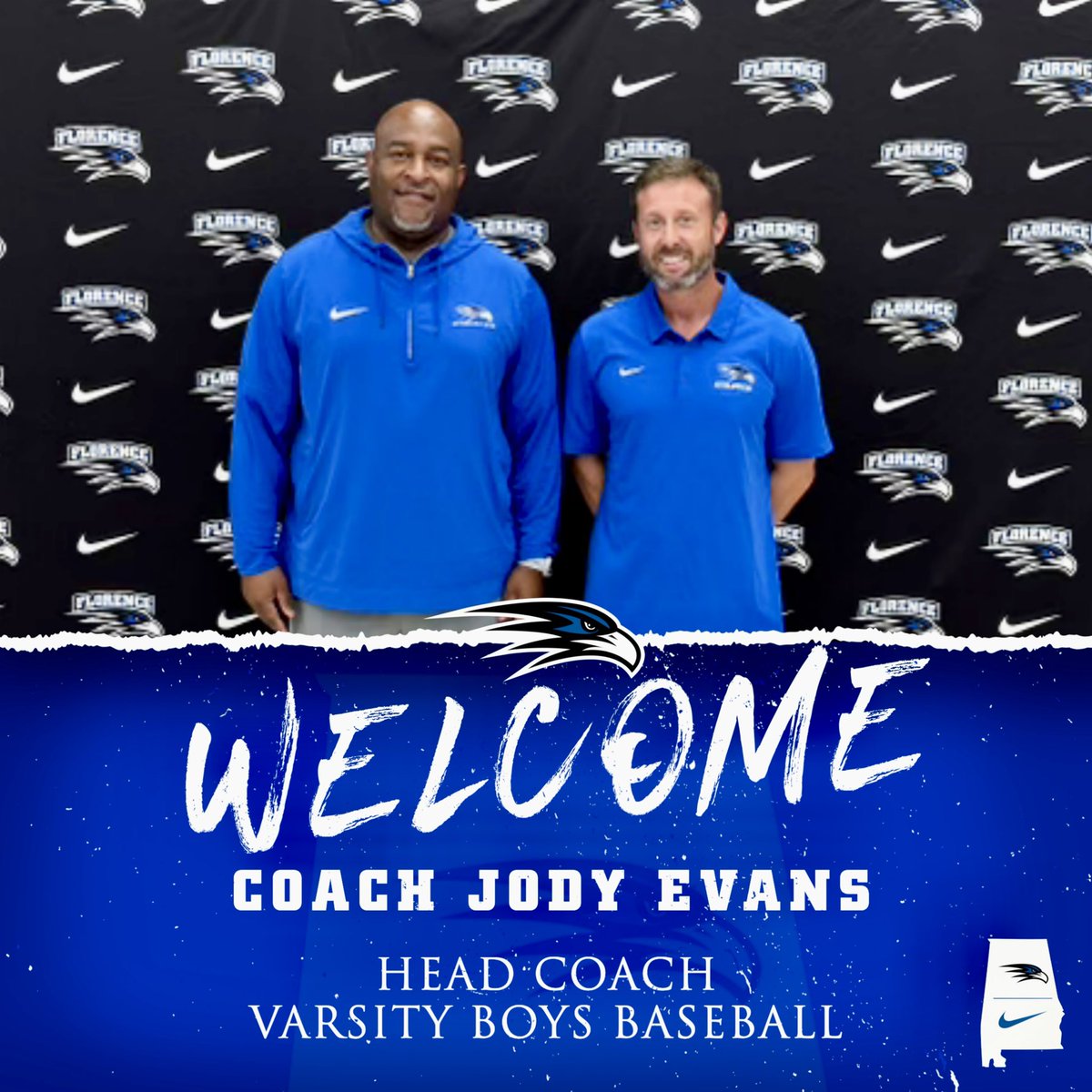 Florence Falcon Family please welcome Coach Jody Evans as the new Florence High School Varsity Baseball Head Coach!

Coach Evans, 
I am grateful for this opportunity to be a part of the Florence Falcon family. I hope to make the school and community proud of our baseball team!