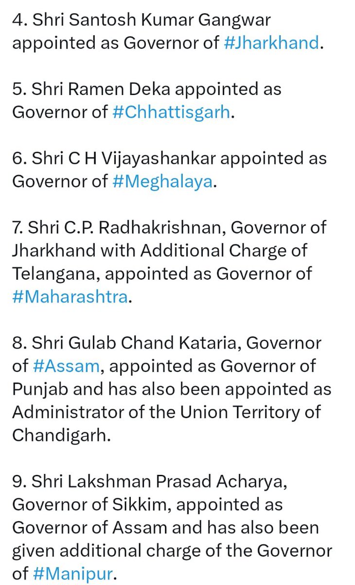 karangilhotraPB's tweet photo. Breaking News

Sh Gulab Chand Kataria Ji appointed as Governor of Punjab and Administrator of ChandigarhUT

@BhagwantMann @punjabkesari @News18Punjab @Dailypostpnbi @thetribunechd @SanjayTandonBJP @ManishTewari @htTweets @timesofindia @DainikBhaskar @SarhadKesri https://t.co/x05SVPAY6n