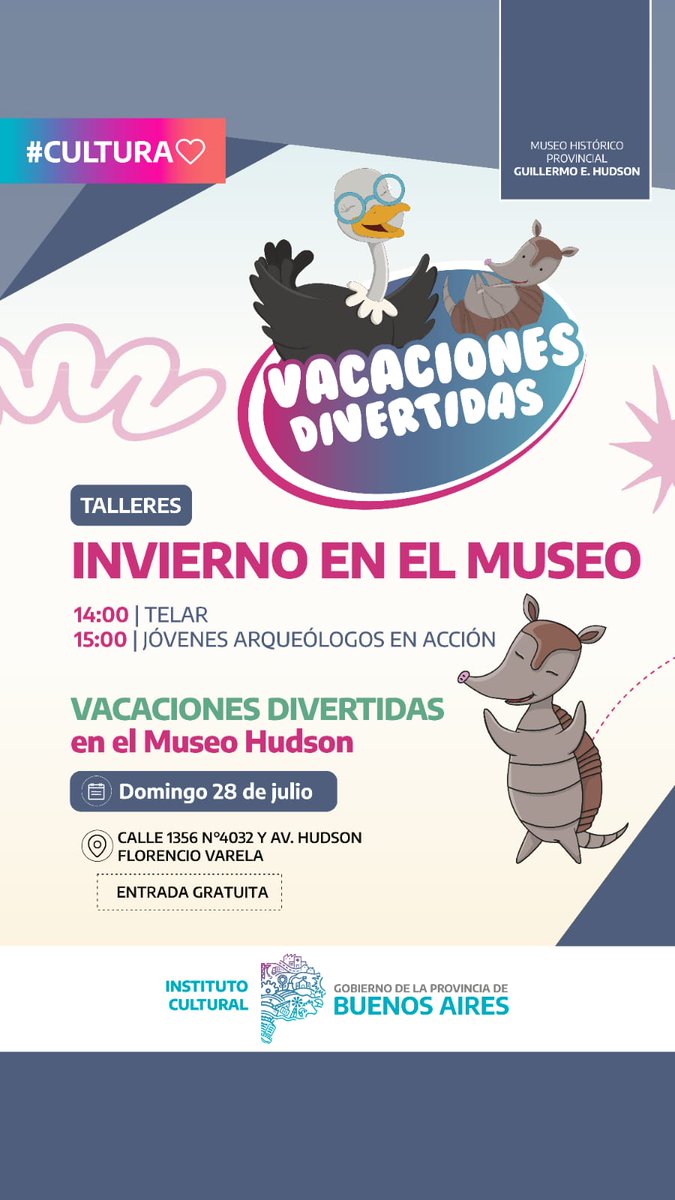 Museohudson's tweet photo. Vacaciones de invierno en el Museo Hudson!
Este domingo 28 de julio desde las 14 hs te invitamos a participar de los talleres que tenemos para vos

A partir de las 14 talleres y actividades gratuitas!
Los esperamos!
Más información->

https://t.co/UOEjgv4JWv https://t.co/Fe2yJS9pPV