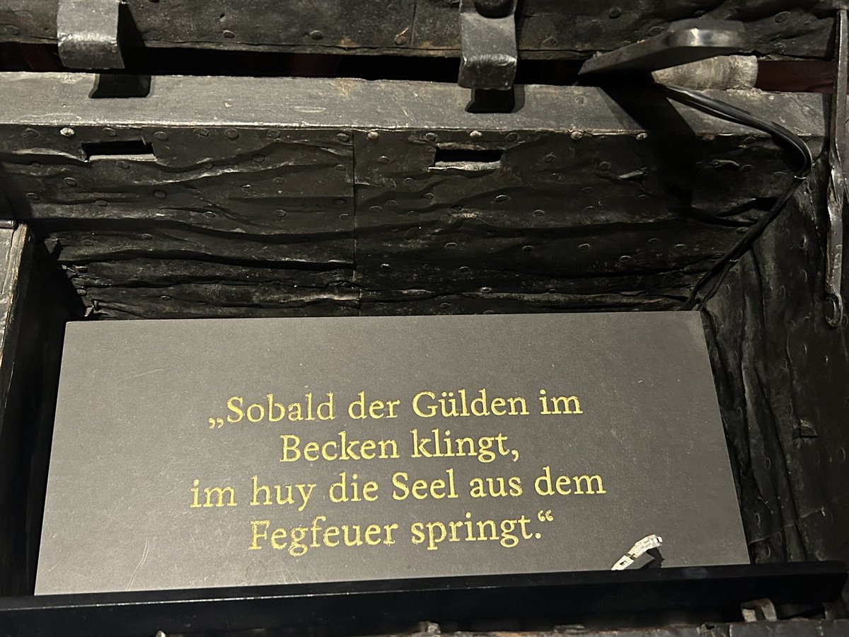 loveday1998's tweet photo. Visited the Luther museum in Augsburg today. Loved all The Rest is History podcasts about Luther and now listening again so that @Anthony Seldon can also hear them. We thought this indulgences box in the museum was fascinating. https://t.co/L0OJUopALj