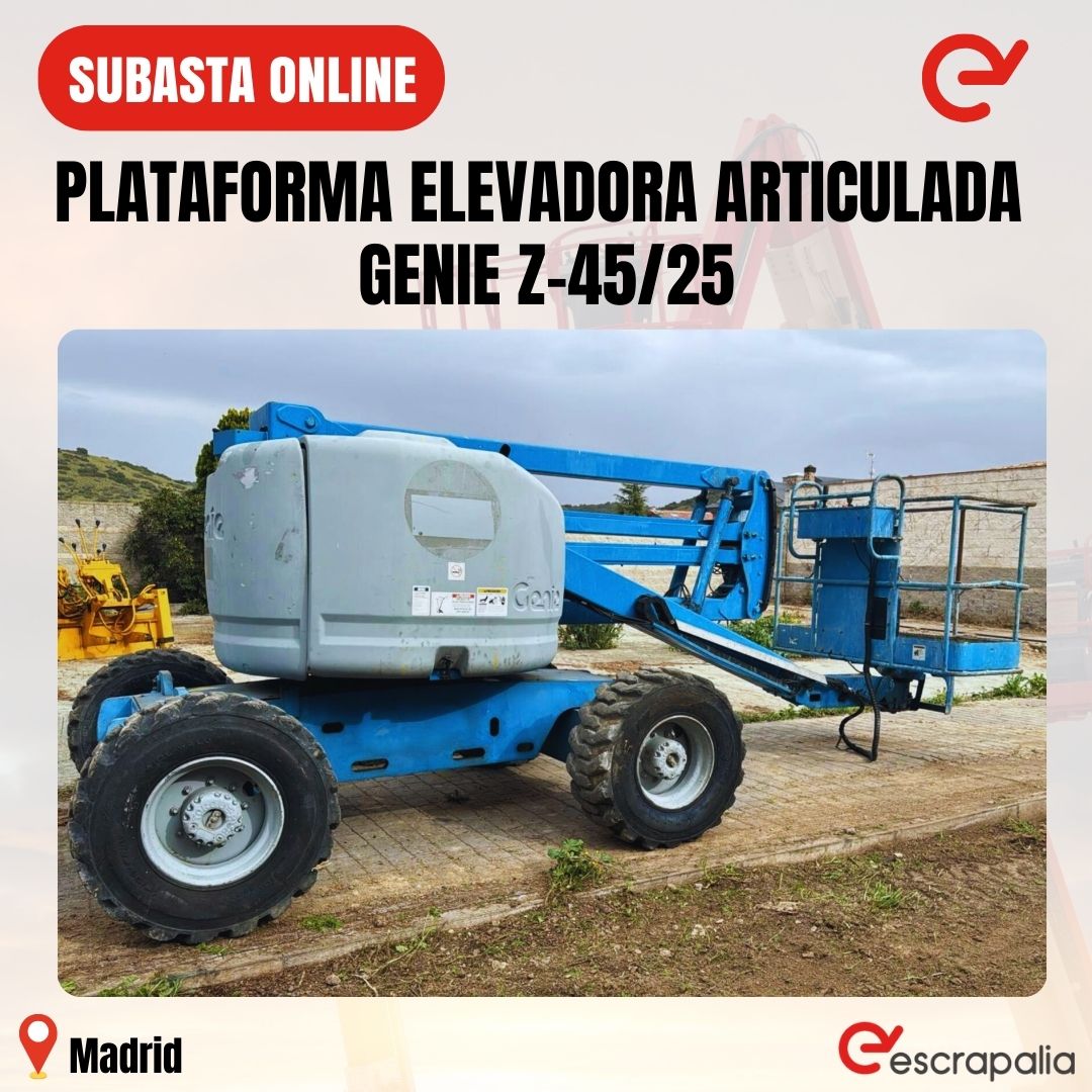 ¡Oportunidad! 🚨 Plataforma Elevadora Articulada Z-45/25, año 2000. 🚜✨ 

Altura máxima de 13.9 mts. La máquina se encuentra en funcionamiento. Echa un vistazo a todos los detalles:  bit.ly/3WjKTnk 

#SubastaOnline #PlataformaElevadora  #EquipamientoIndustrial