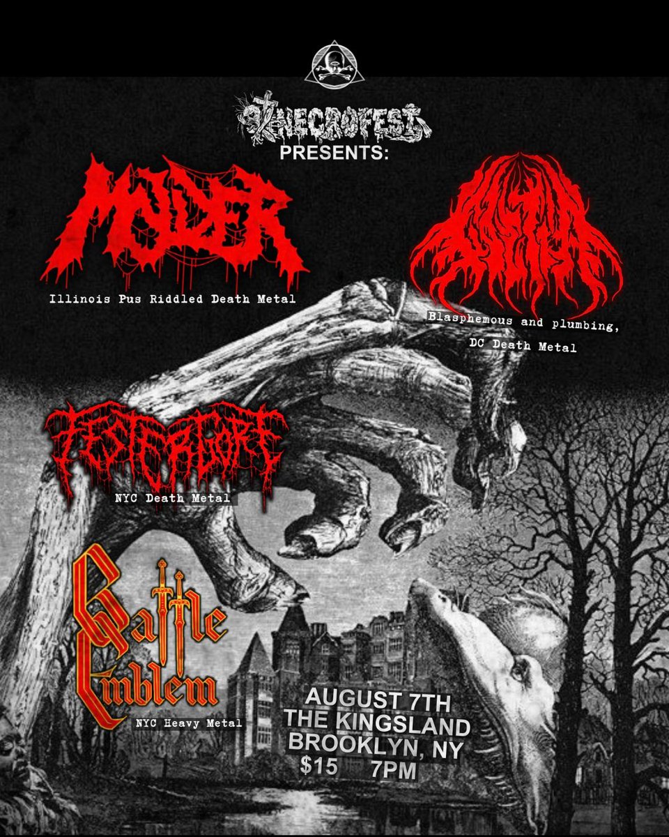 Saint Vitus (@saintvitusbar) on Twitter photo ON SALE NOW: OCCULT DEATH METAL MADNESS FEATURING:
Molder, Goetia, Battle Emblem, <a href="/Festergore_NYC/">Festergore</a>
AUG 7 @ THE KINGSLAND
$15 | 7PM
🎫: link.dice.fm/te3ee1ea7f79 ON SALE NOW: OCCULT DEATH METAL MADNESS FEATURING:
Molder, Goetia, Battle Emblem, <a href="/Festergore_NYC/">Festergore</a>
AUG 7 @ THE KINGSLAND
$15 | 7PM
🎫: link.dice.fm/te3ee1ea7f79