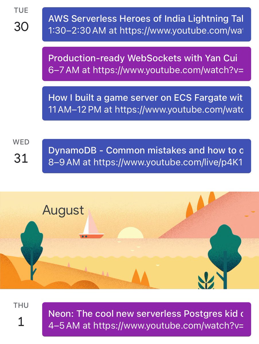 andmoredev's tweet photo. Busy week for @believeinsls!!

Lightning talks with @zachjonesnoel, @dhavaln, @prashanth and @SrushithR

@theburningmonk talks to us about websockets

Tycko with Fargate goodness

@lhidalgo_dev showing us common DynamoDB mistakes

And Mahmoud Abdelwahab talking about NeonDB https://t.co/tQhUyPfGUs