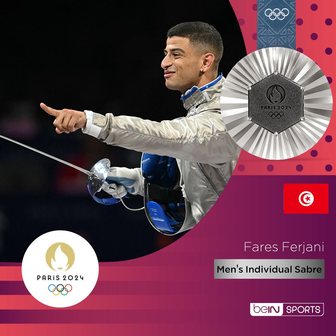 TounesKhadra's tweet photo. 🚨  🦅 HISTORIQUE 🇹🇳 🥈 

Après un parcours incroyable, Fares Ferjani s’incline en finale du sabre individuel hommes face au sud-coréen Oh Sang-uk 🇰🇷.

🆕 1ère médaille tunisienne dans ces Jeux Olympiques #Paris2024   

🆕 4ème médaille d’argent de l’histoire de la #Tunisie et 16ème au total

🆕 1ère médaille arabe et africaine #Paris2024   

FIERTÉ 🇹🇳🦅