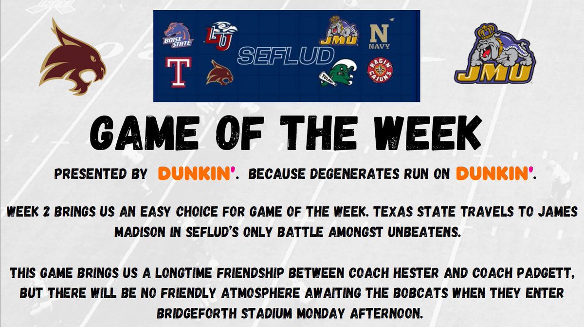 SEFLUD's tweet image. Week 2's Game of the Week!

Players to watch in Week 2 coming soon!